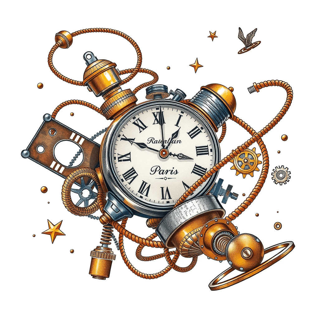 Tattoo design: clockwork over Paris