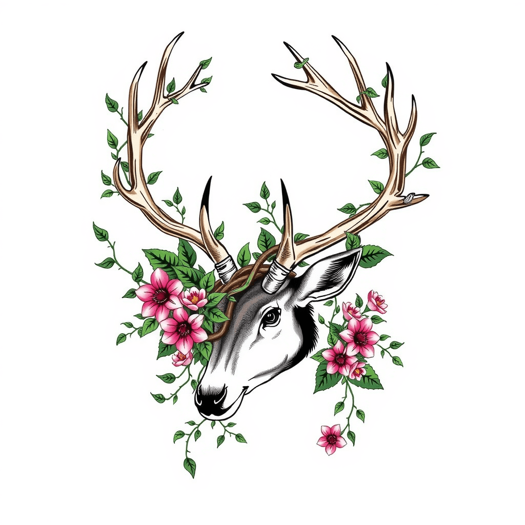 Tattoo design: antlers and ivy